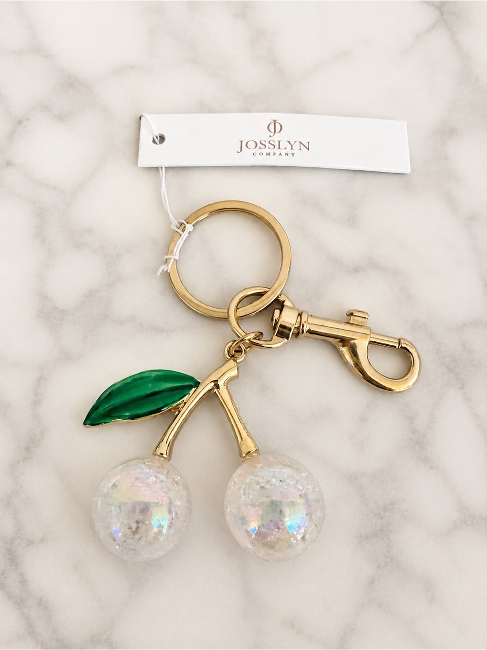 🆕 Pearlie Cherry Drop With Leaf Keychain Bag Charm